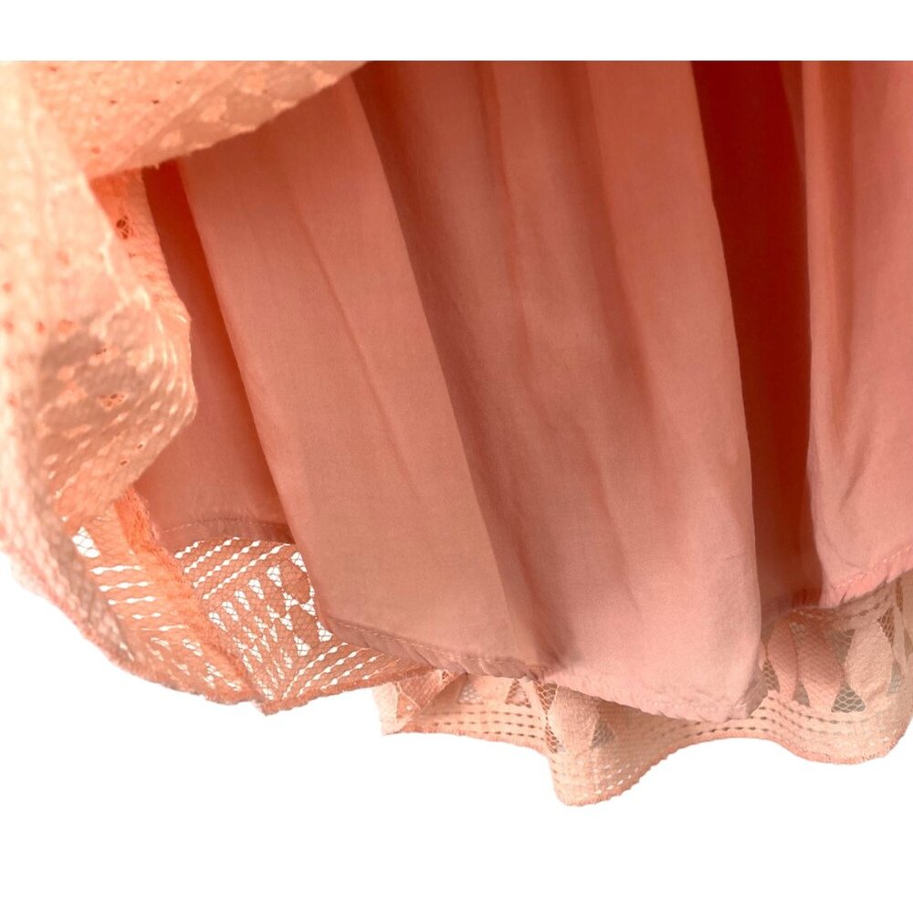 Mittoshop Womens SIze M Peach Short Sleeve Lace Overlay/Lined Shirt - Picture 6 of 10